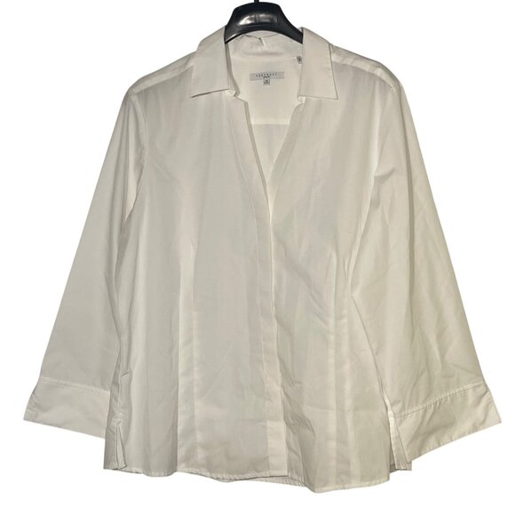 Foxcroft Wrinkle Free Button Down Blouse White Sz 20 Shaped Career Minimalist - Picture 1 of 7